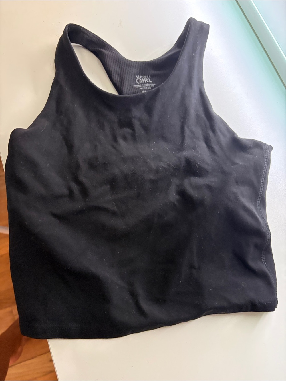 Athleta girls 8-10 Black High-Neck Racerback Crop Tank